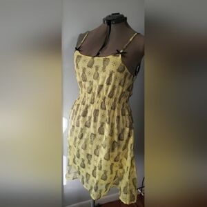 Yellow Pineapple Print Women's Dress